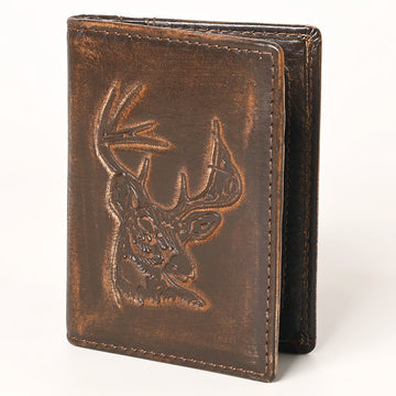 AMERICAN TANNER Genuine Leather Hand Burnished Bifold Wallet For Men Women H4.25 X W3 D0.5